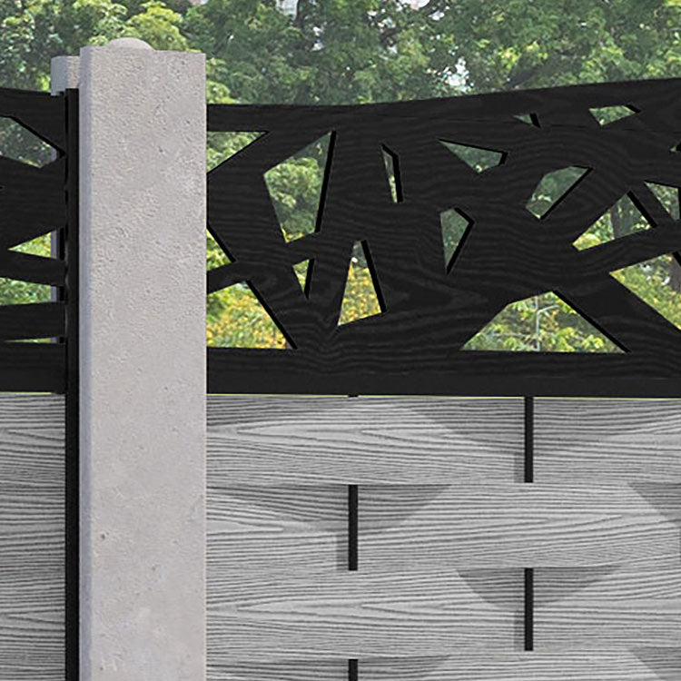 Ripple Prism Curved Top Fence Panel - Light Grey - for existing concrete posts