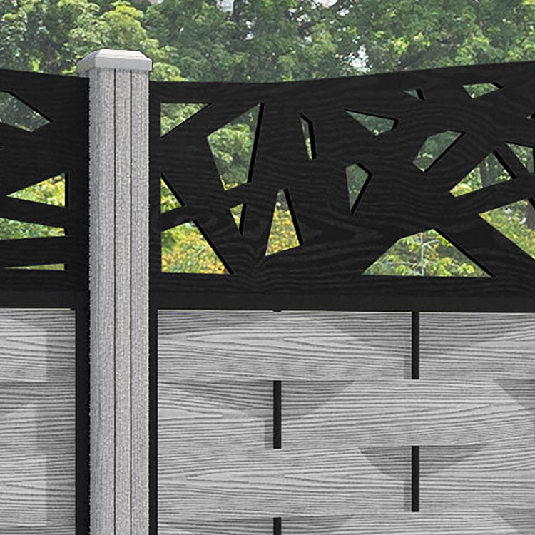 Ripple Prism Curved Top Fence Panel - Light Grey - with our composite posts