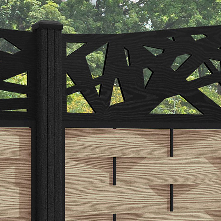 Ripple Prism Curved Top Fence Panel - Light Oak - with our composite posts