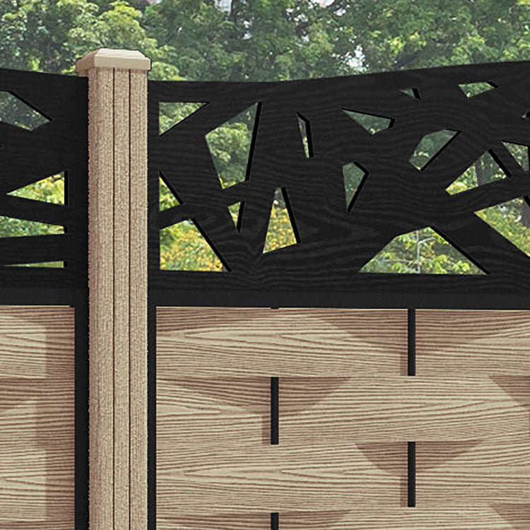 Ripple Prism Curved Top Fence Panel - Light Oak - with our composite posts