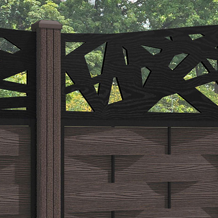 Ripple Prism Curved Top Fence Panel - Mid Brown - with our composite posts