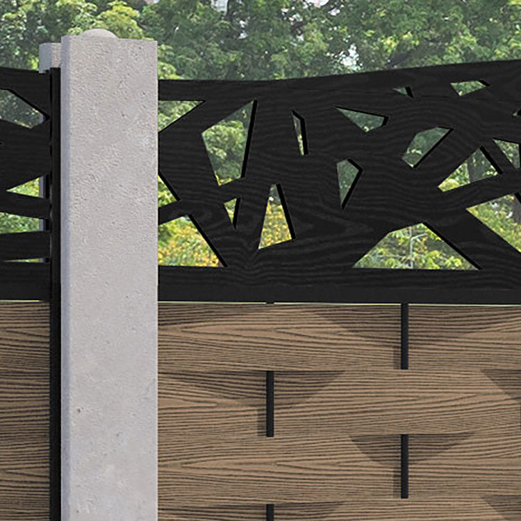 Ripple Prism Curved Top Fence Panel - Teak - for existing concrete posts