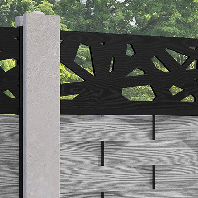 Ripple Prism Fence Panel - Light Grey - for existing concrete posts