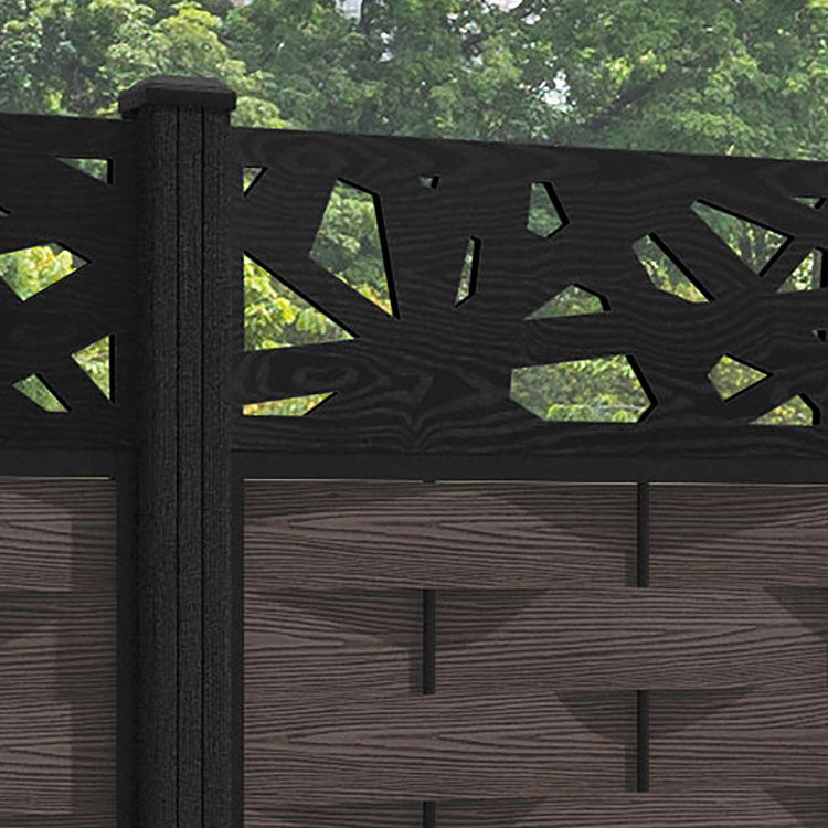 Ripple Prism Fence Panel - Mid Brown - with our composite posts