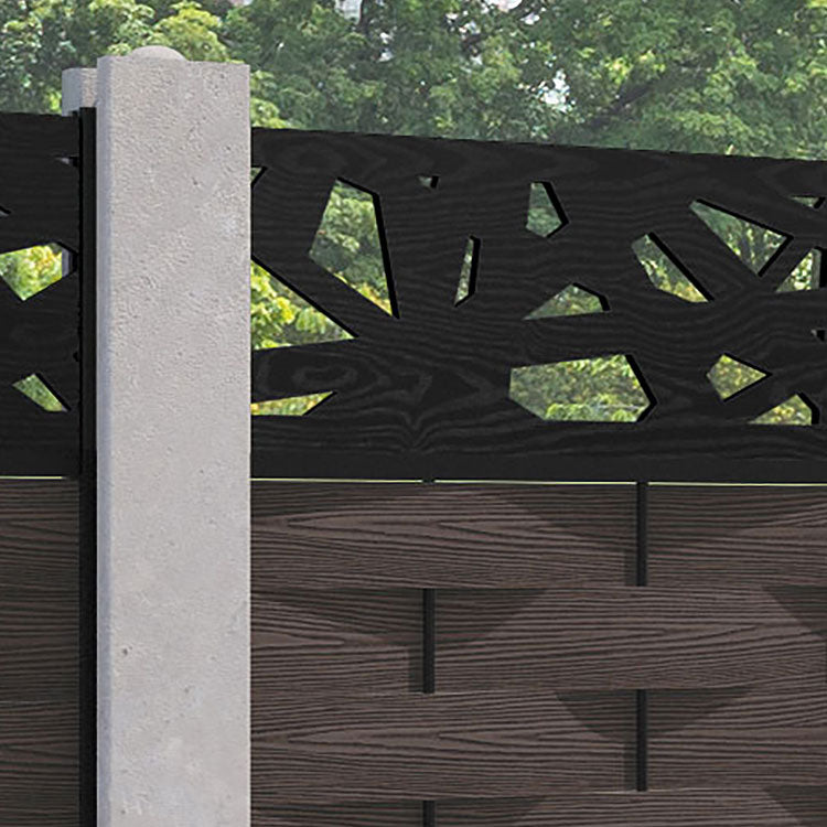 Ripple Prism Fence Panel - Mid Brown - for existing concrete posts