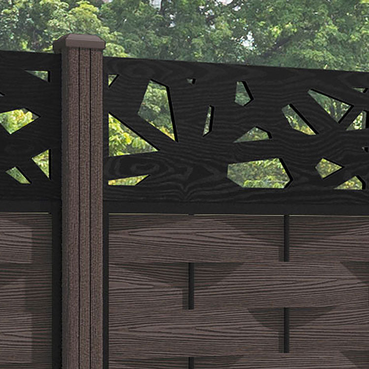 Ripple Prism Fence Panel - Mid Brown - with our composite posts