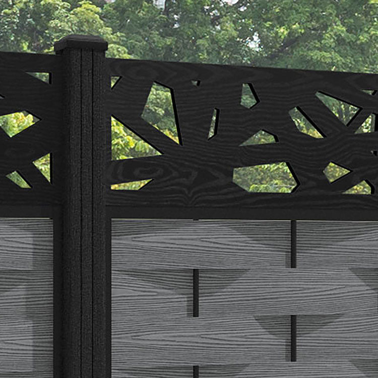 Ripple Prism Fence Panel - Mid Grey - with our composite posts