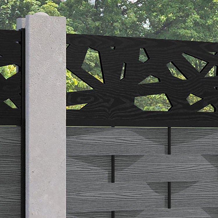 Ripple Prism Fence Panel - Mid Grey - for existing concrete posts