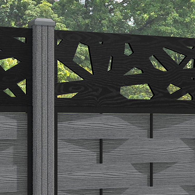 Ripple Prism Fence Panel - Mid Grey - with our composite posts