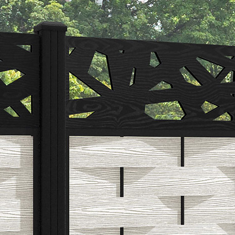 Ripple Prism Fence Panel - Light Stone - with our aluminium posts