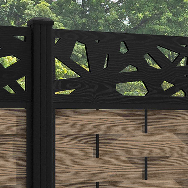 Ripple Prism Fence Panel - Teak - with our aluminium posts