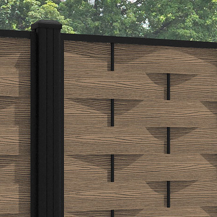 Ripple Fence Panel - Teak - with our aluminium posts