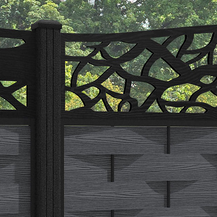 Ripple Twilight Curved Top Fence Panel - Dark Grey - with our composite posts