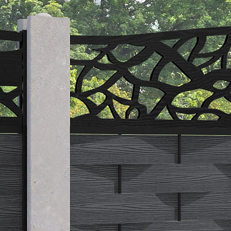 Ripple Twilight Curved Top Fence Panel - Dark Grey - for existing concrete posts
