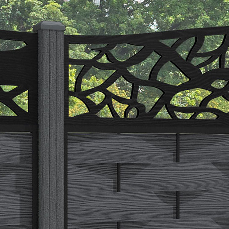 Ripple Twilight Curved Top Fence Panel - Dark Grey - with our composite posts