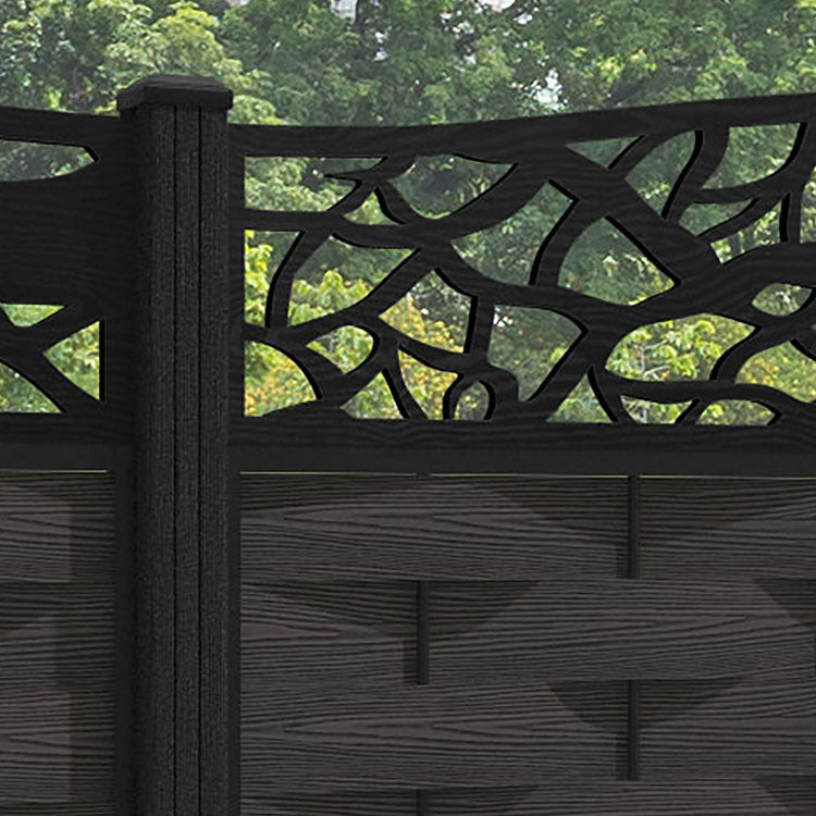 Ripple Twilight Curved Top Fence Panel - Dark Oak - with our composite posts