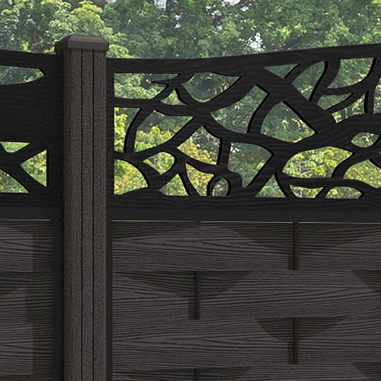 Ripple Twilight Curved Top Fence Panel - Dark Oak - with our composite posts