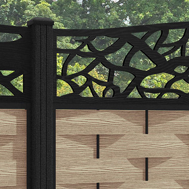 Ripple Twilight Curved Top Fence Panel - Light Oak - with our composite posts