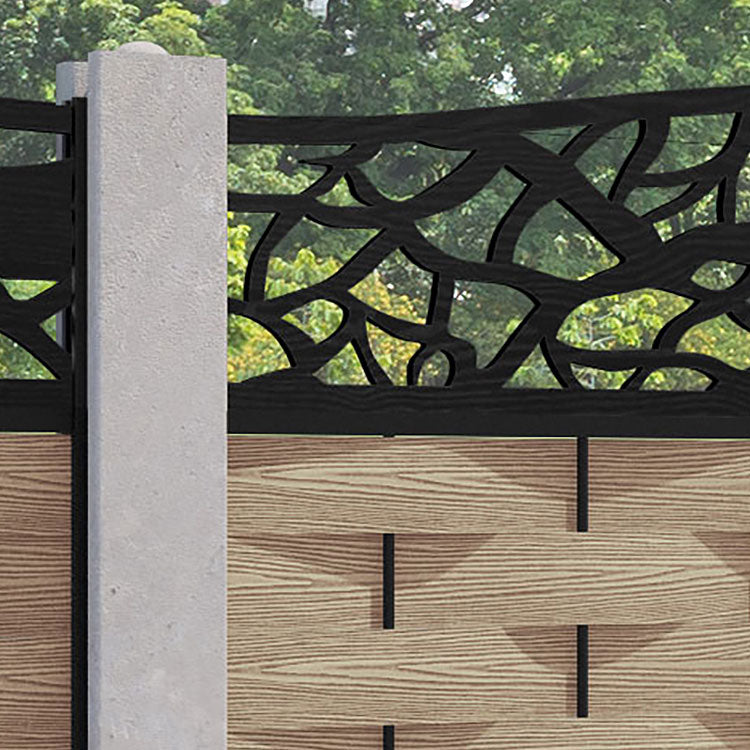 Ripple Twilight Curved Top Fence Panel - Light Oak - for existing concrete posts