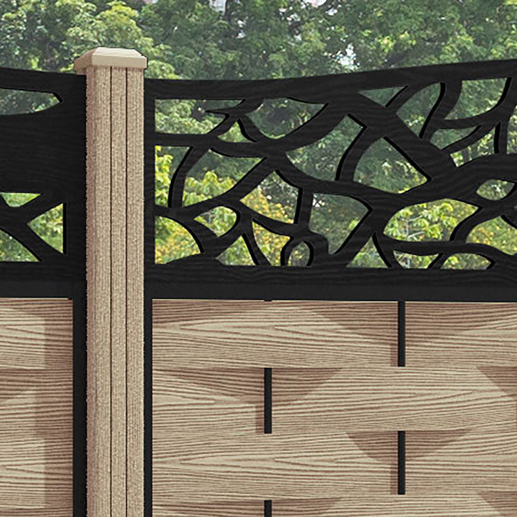 Ripple Twilight Curved Top Fence Panel - Light Oak - with our composite posts