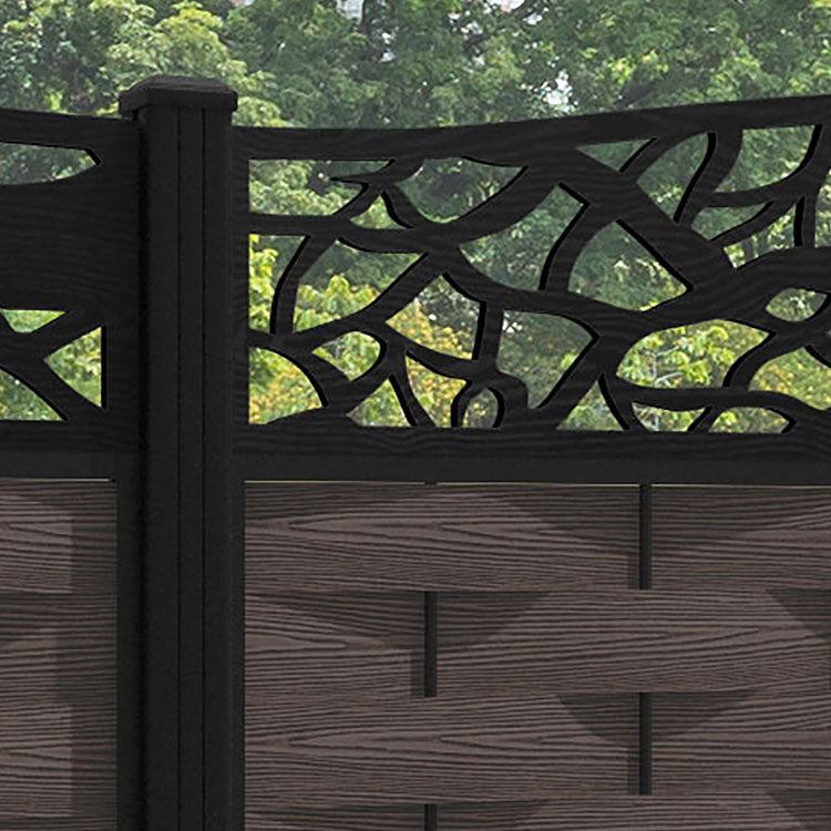 Ripple Twilight Curved Top Fence Panel - Mid Brown - with our aluminium posts