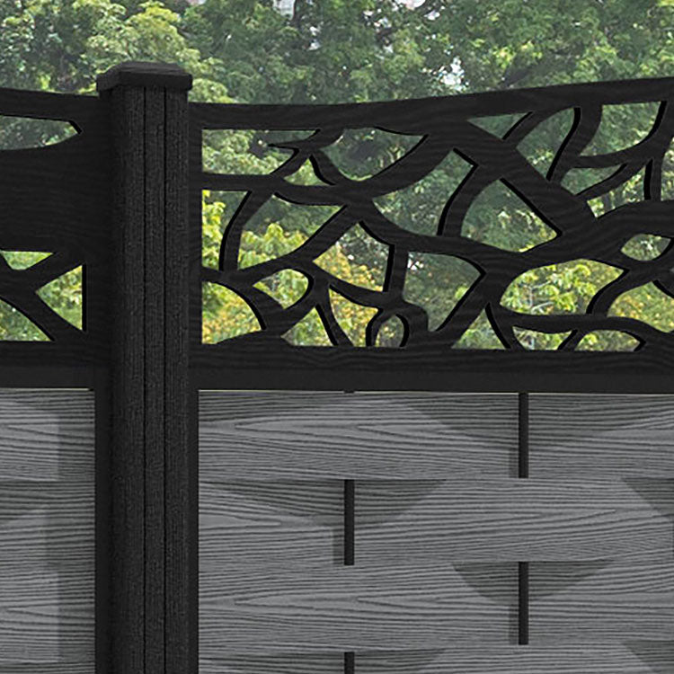 Ripple Twilight Curved Top Fence Panel - Mid Grey - with our composite posts