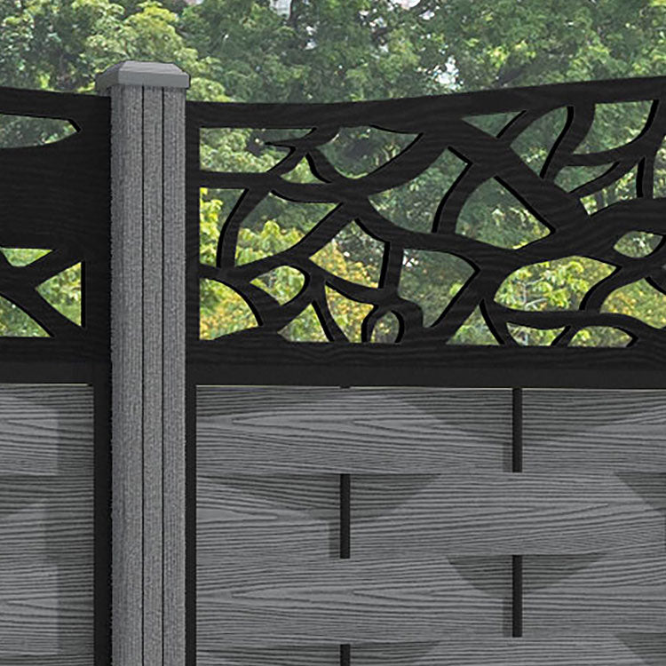 Ripple Twilight Curved Top Fence Panel - Mid Grey - with our composite posts