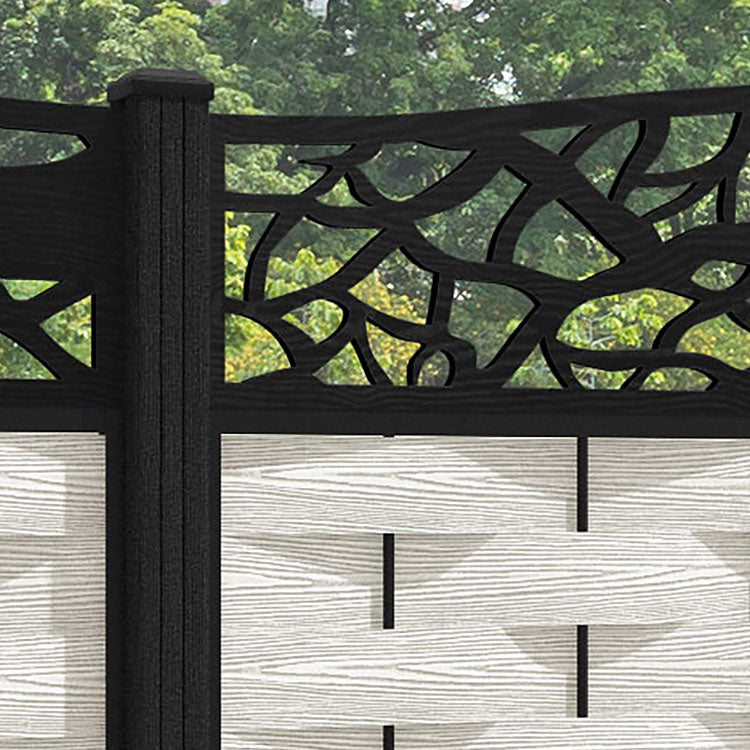 Ripple Twilight Curved Top Fence Panel - Light Stone - with our composite posts