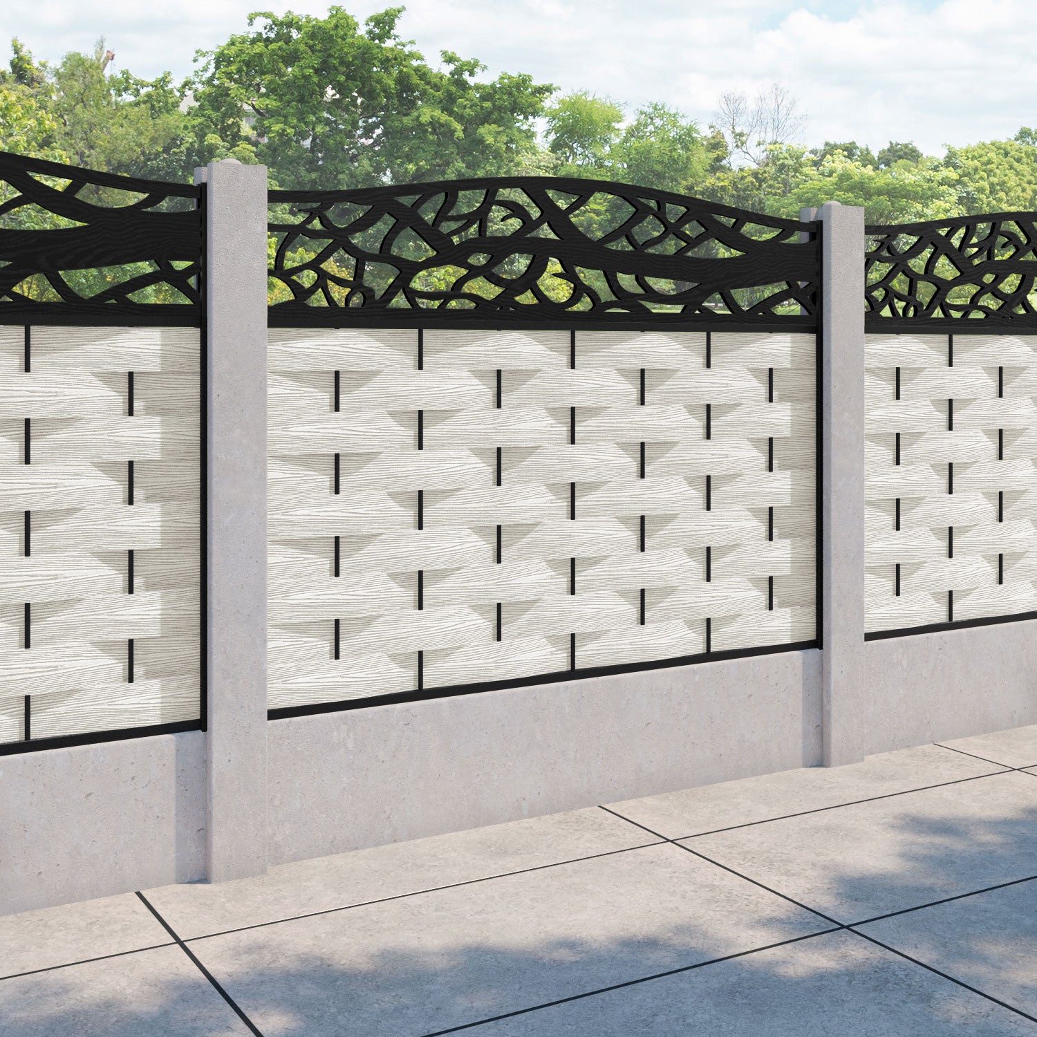 Ripple Twilight Curved Top Fence Panel - Light Stone - for existing concrete posts