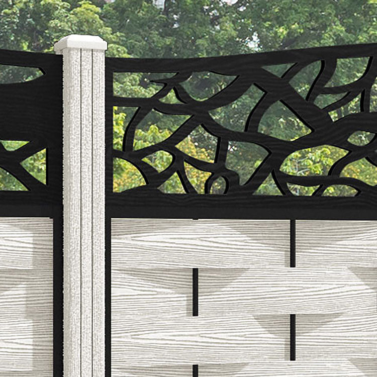 Ripple Twilight Curved Top Fence Panel - Light Stone - with our composite posts