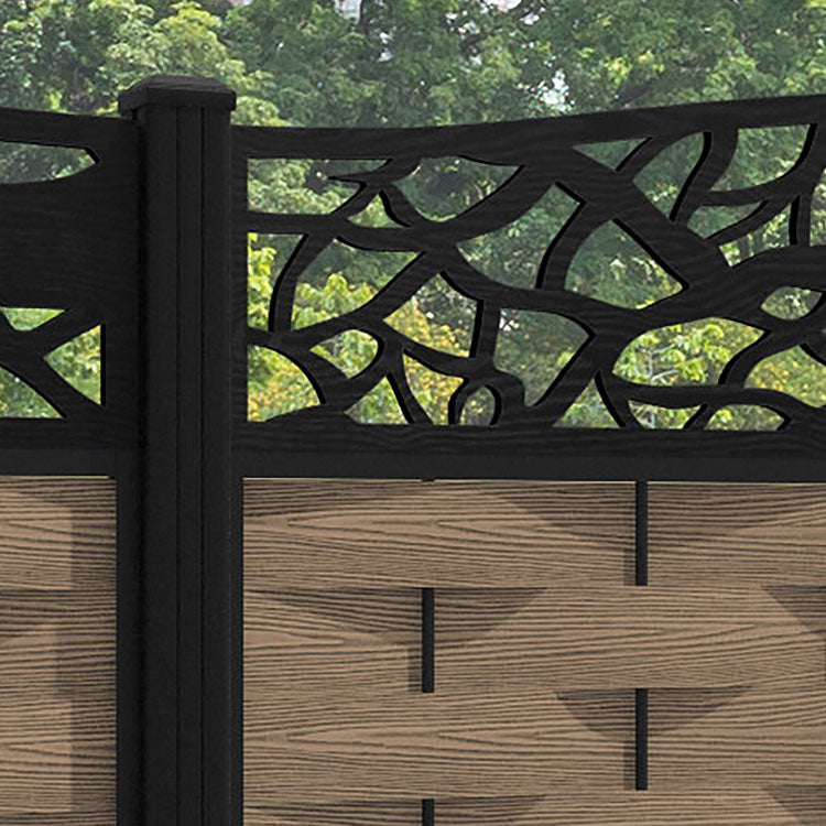 Ripple Twilight Curved Top Fence Panel - Teak - with our aluminium posts