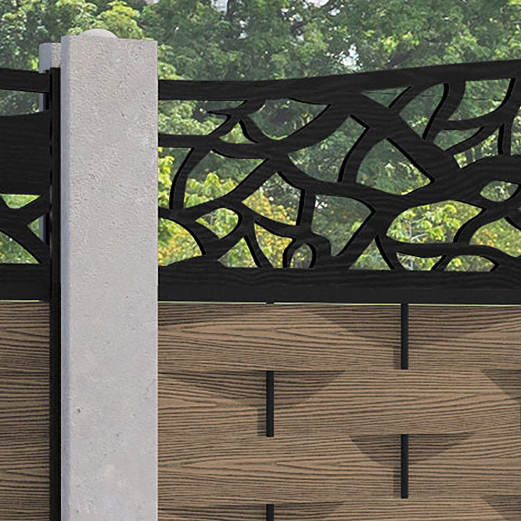 Ripple Twilight Curved Top Fence Panel - Teak - for existing concrete posts