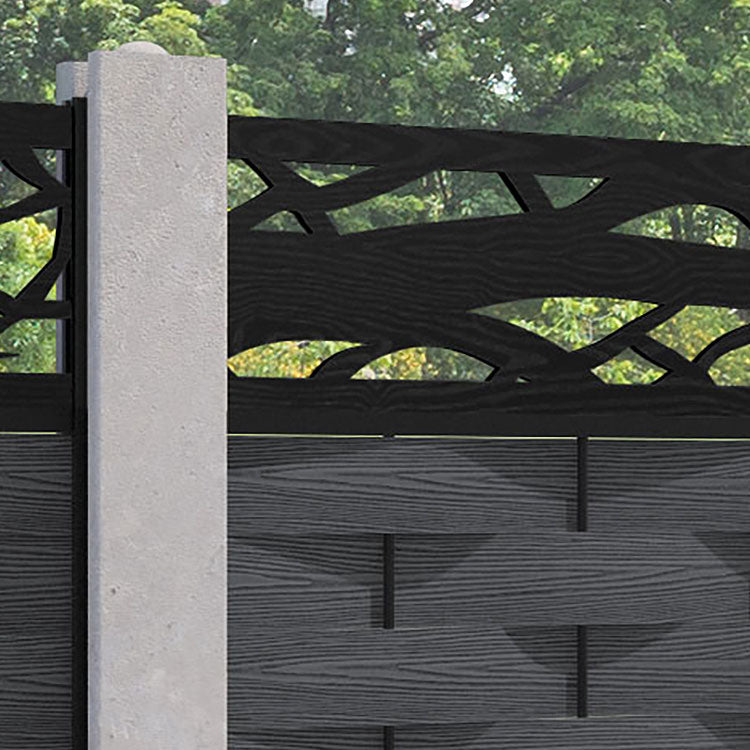 Ripple Twilight Fence Panel - Dark Grey - for existing concrete posts