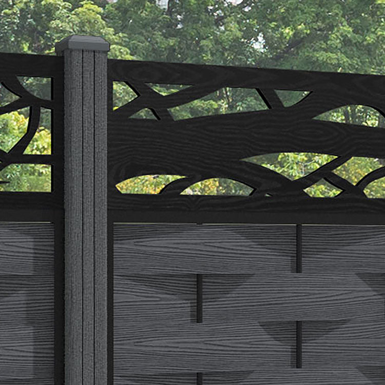 Ripple Twilight Fence Panel - Dark Grey - with our composite posts