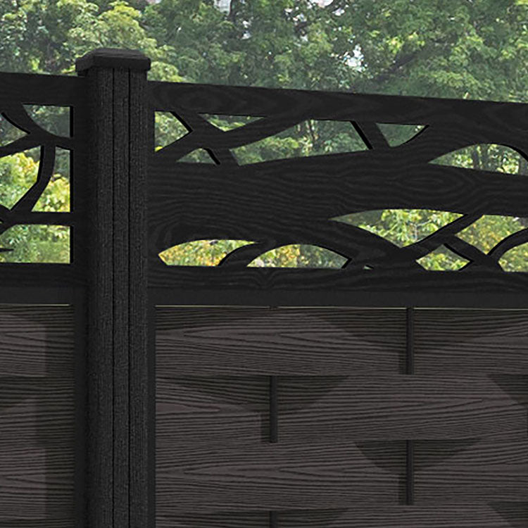 Ripple Twilight Fence Panel - Dark Oak - with our composite posts