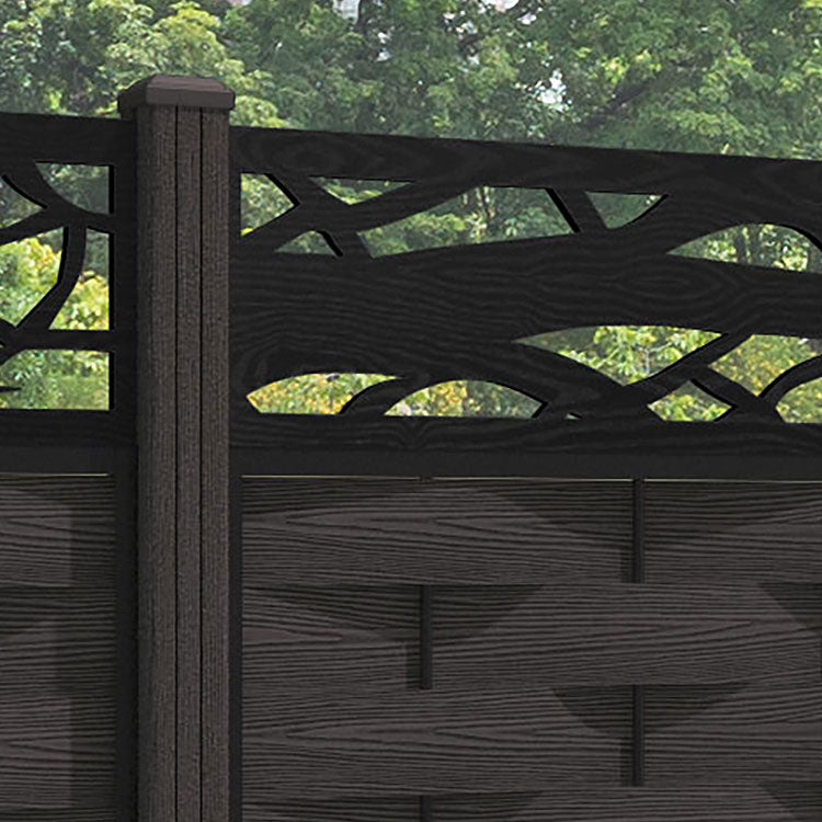 Ripple Twilight Fence Panel - Dark Oak - with our composite posts