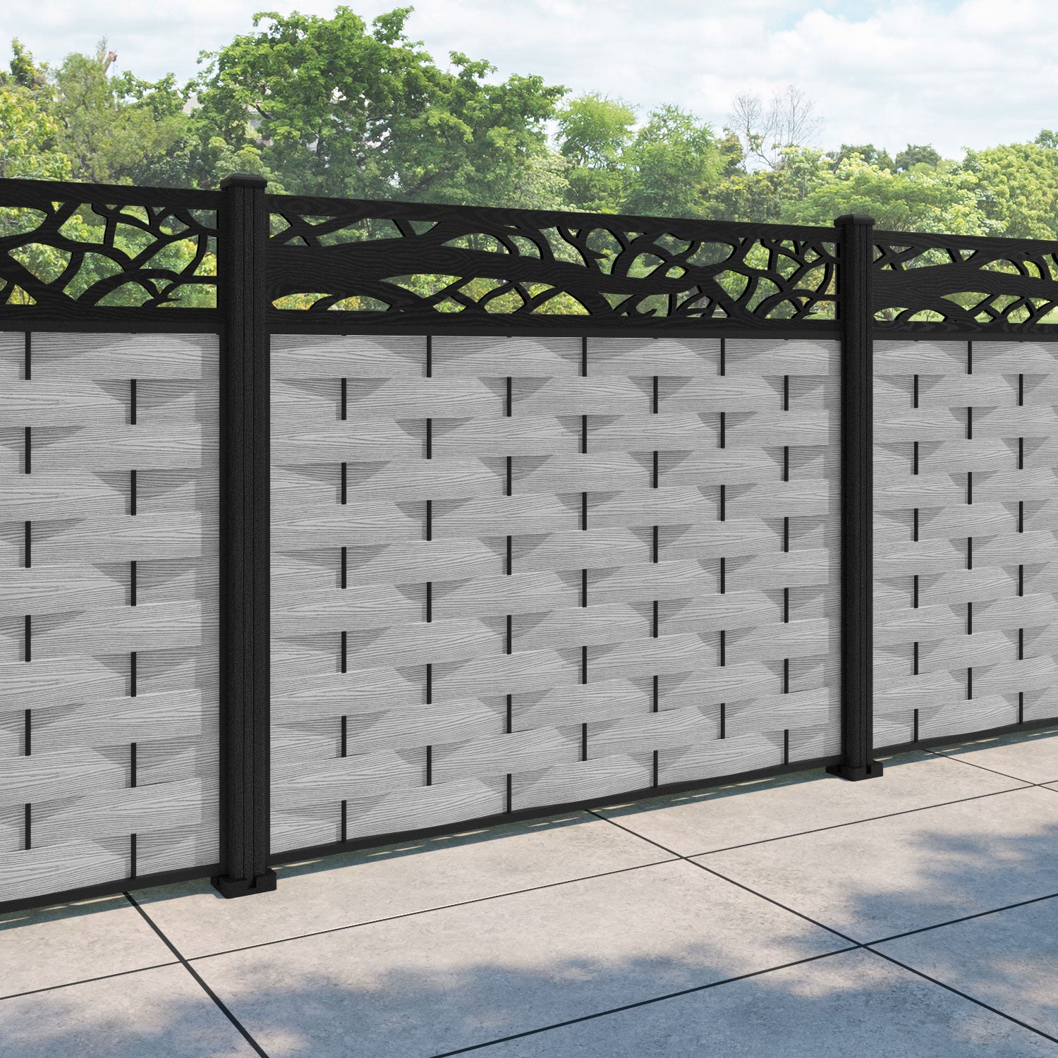 Ripple Twilight Fence Panel - Light Grey - with our composite posts