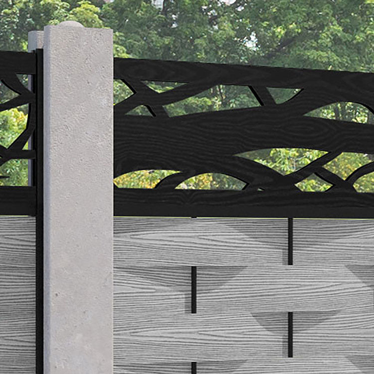 Ripple Twilight Fence Panel - Light Grey - for existing concrete posts
