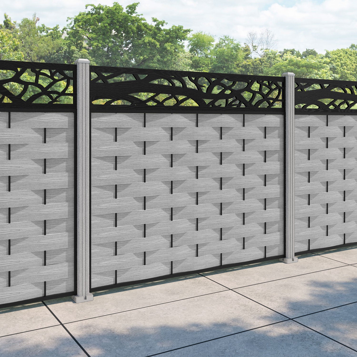 Ripple Twilight Fence Panel - Light Grey - with our composite posts