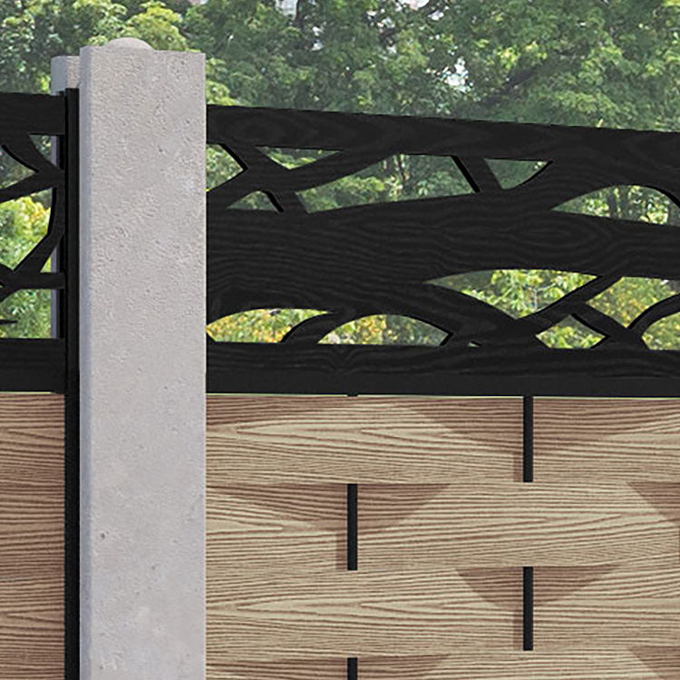 Ripple Twilight Fence Panel - Light Oak - for existing concrete posts