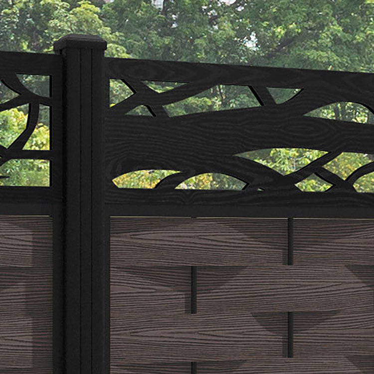 Ripple Twilight Fence Panel - Mid Brown - with our aluminium posts