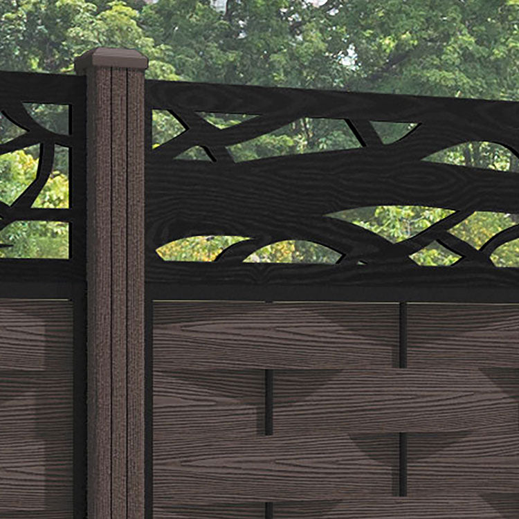 Ripple Twilight Fence Panel - Mid Brown - with our composite posts