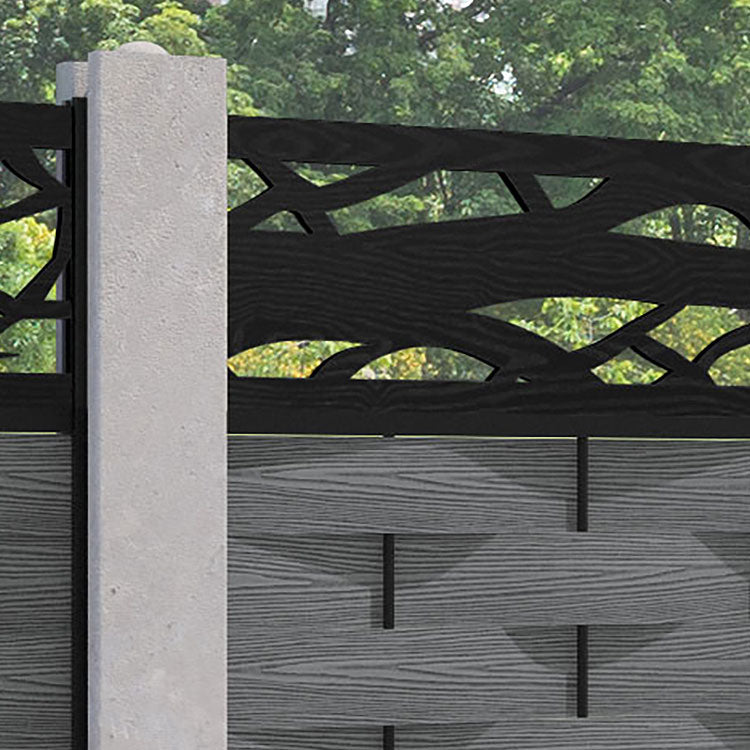 Ripple Twilight Fence Panel - Mid Grey - for existing concrete posts