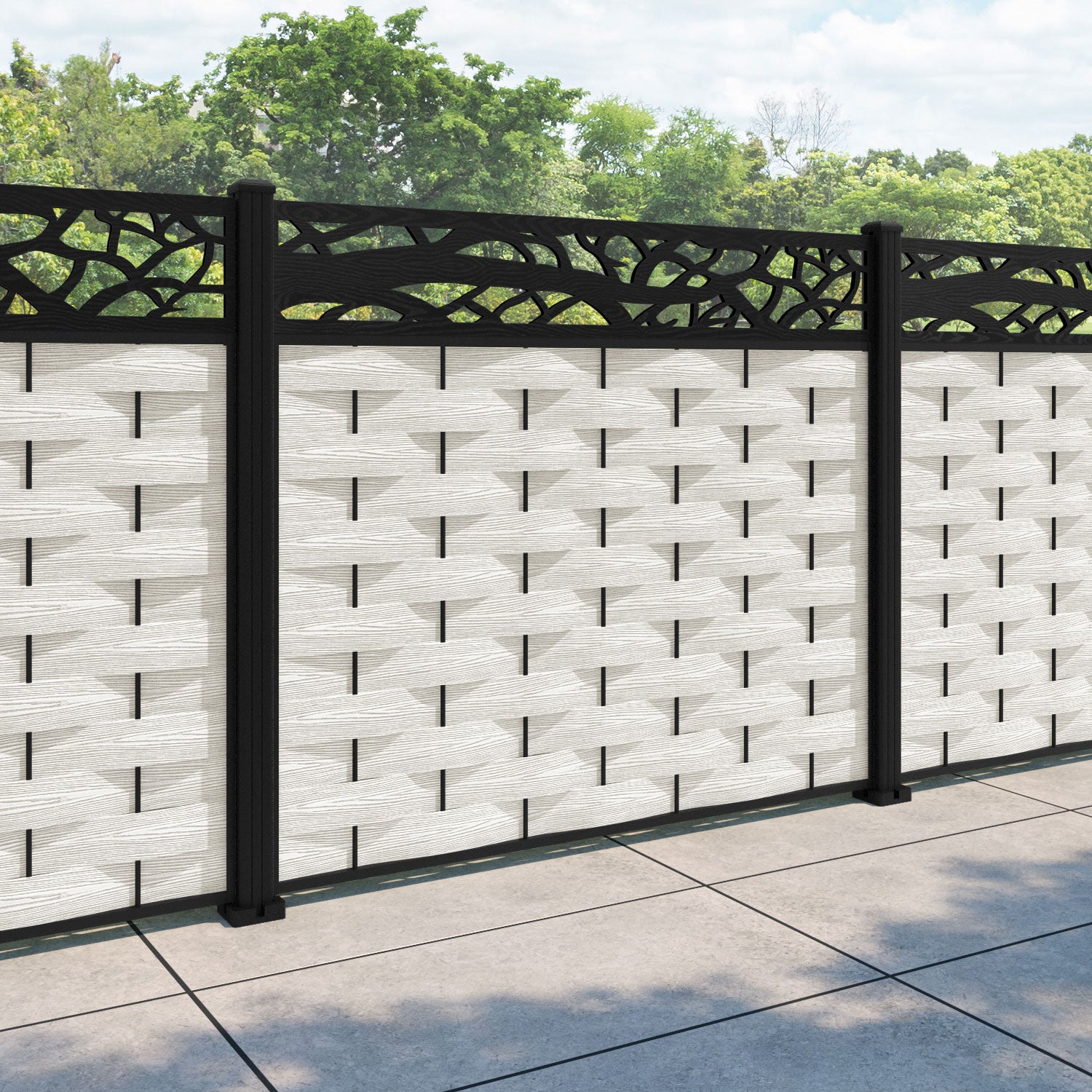 Ripple Twilight Fence Panel - Light Stone - with our aluminium posts