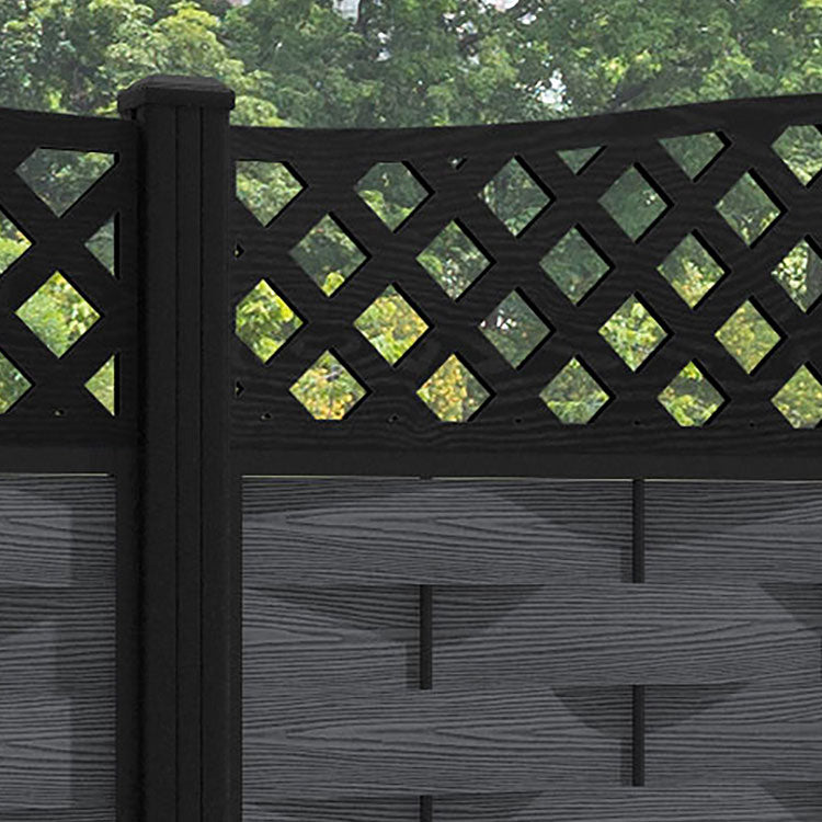 Ripple High Wave Fence Panel - Dark Grey - with our aluminium posts