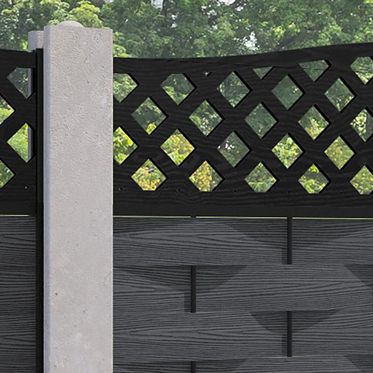 Ripple High Wave Fence Panel - Dark Grey - for existing concrete posts