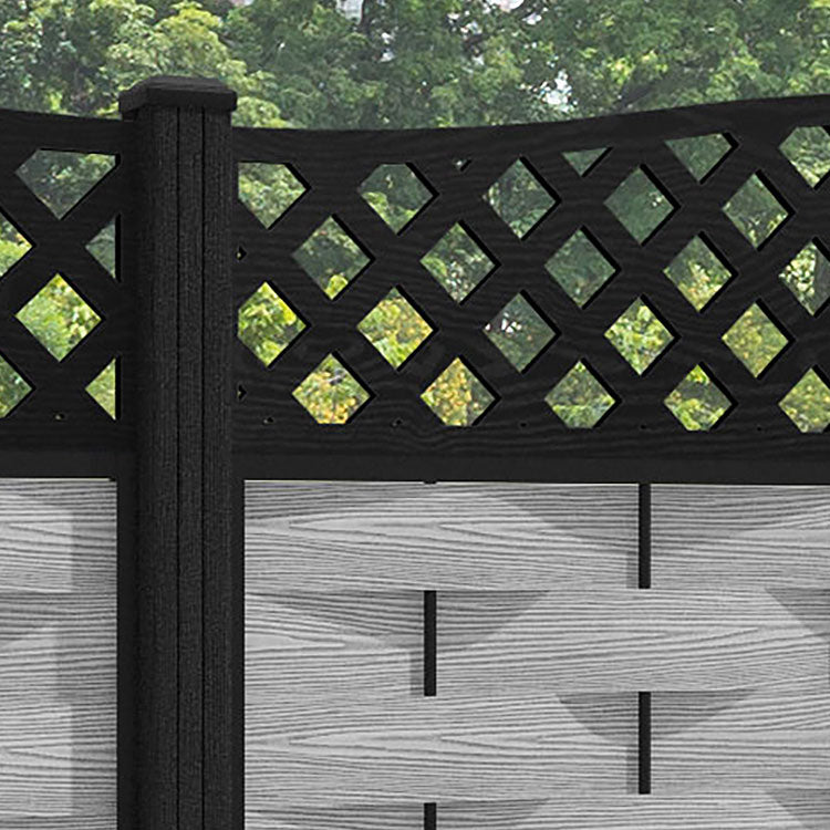 Ripple High Wave Fence Panel - Light Grey - with our composite posts