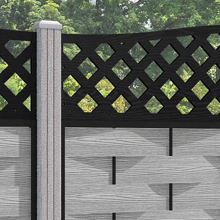 Ripple High Wave Fence Panel - Light Grey - with our composite posts