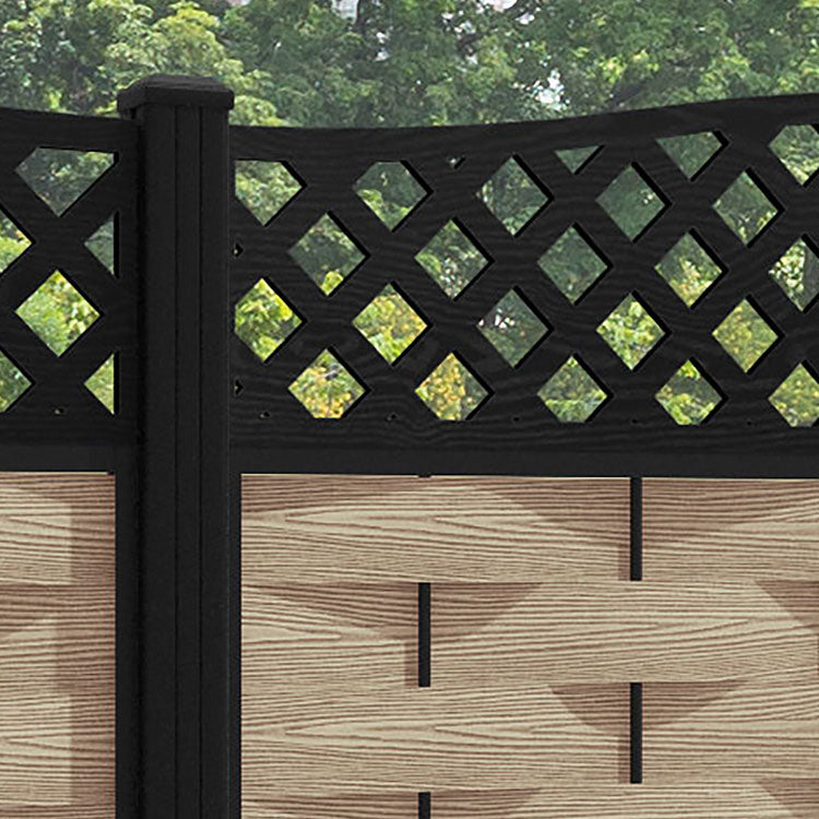 Ripple High Wave Fence Panel - Light Oak - with our aluminium posts