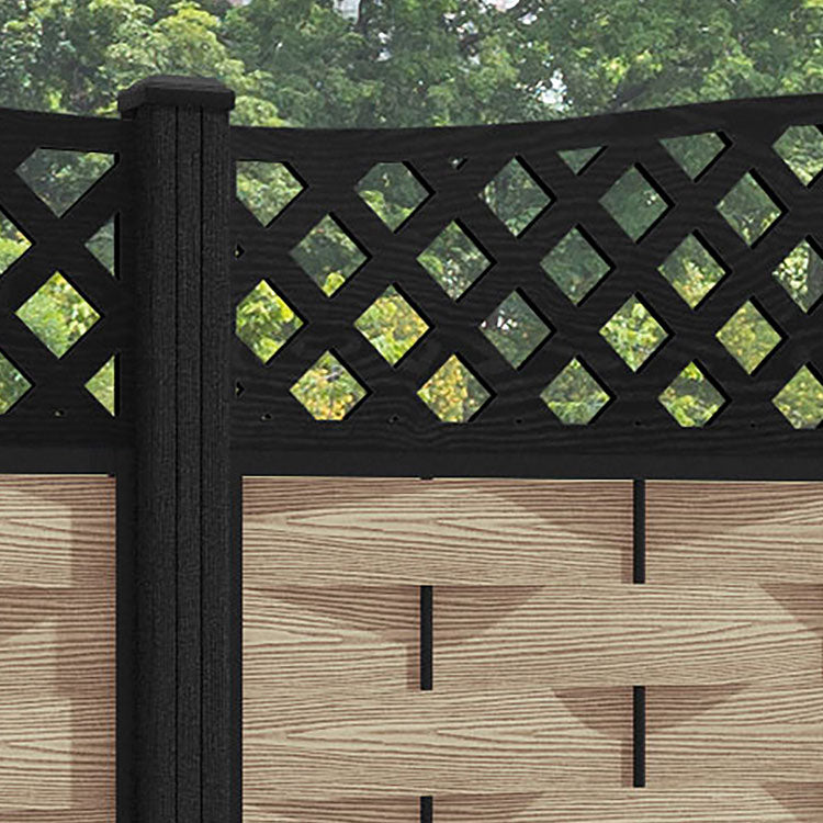 Ripple High Wave Fence Panel - Light Oak - with our composite posts